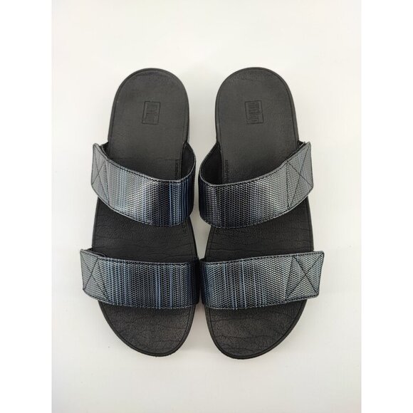 Fitflop Women's MIna Black Textured Glitz Slide Sandals Size 10 US - Picture 4 of 8